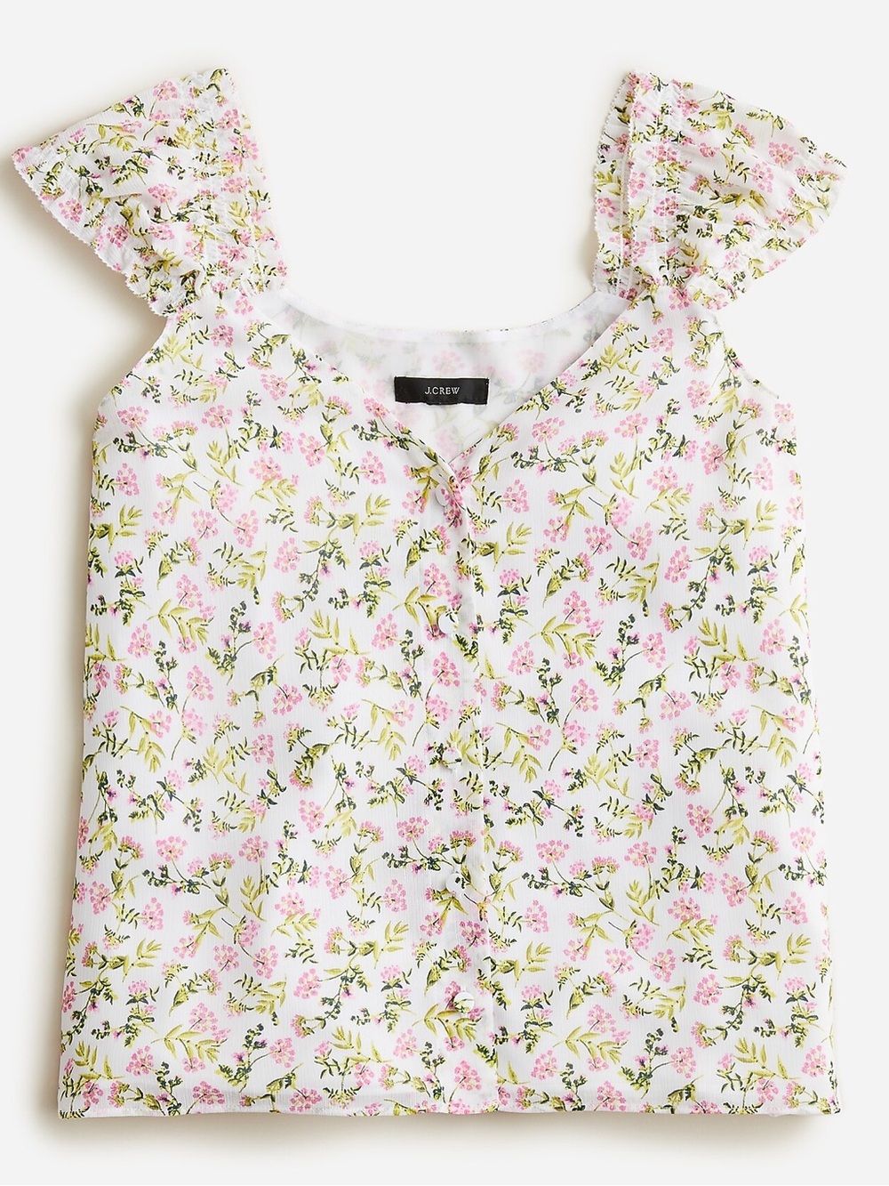 J.Crew Cap-sleeve Crinkle Chiffon Top in Meadow Floral | XL | NWOT